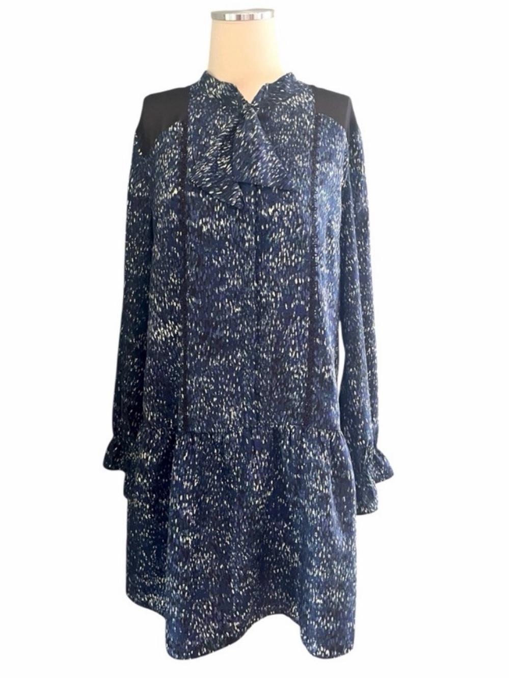 Anthropologie Cynthia Steffe Blue Patterned Vintage Vibes Dress Sz 12
